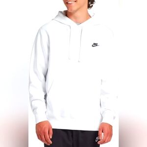 Nike Men's XL White Sportswear Club Fleece Pullover Hoodie